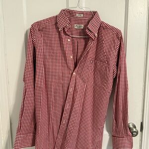 Peter Millar Red Checkered Casual Shirt with Indiana University Embroidery